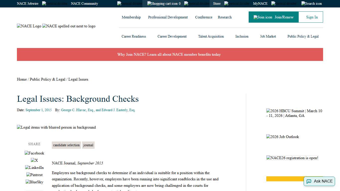 Legal Issues: Background Checks