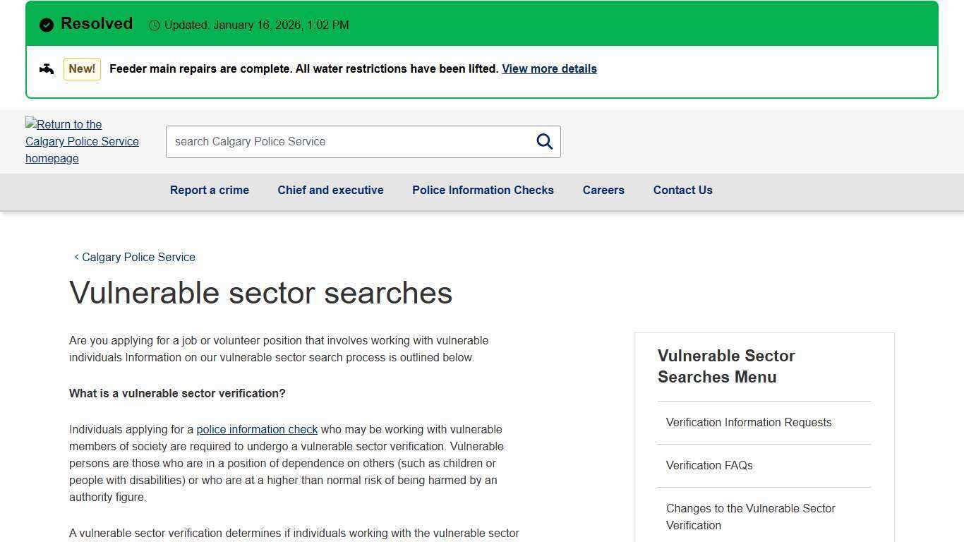 Vulnerable sector searches